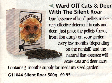 Scare away cats and deer with lion turds